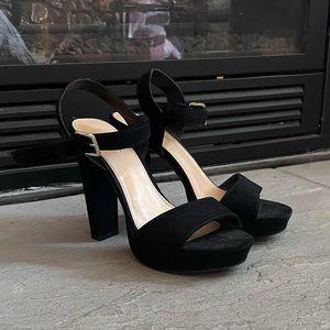 Black Platform Chunky Heels